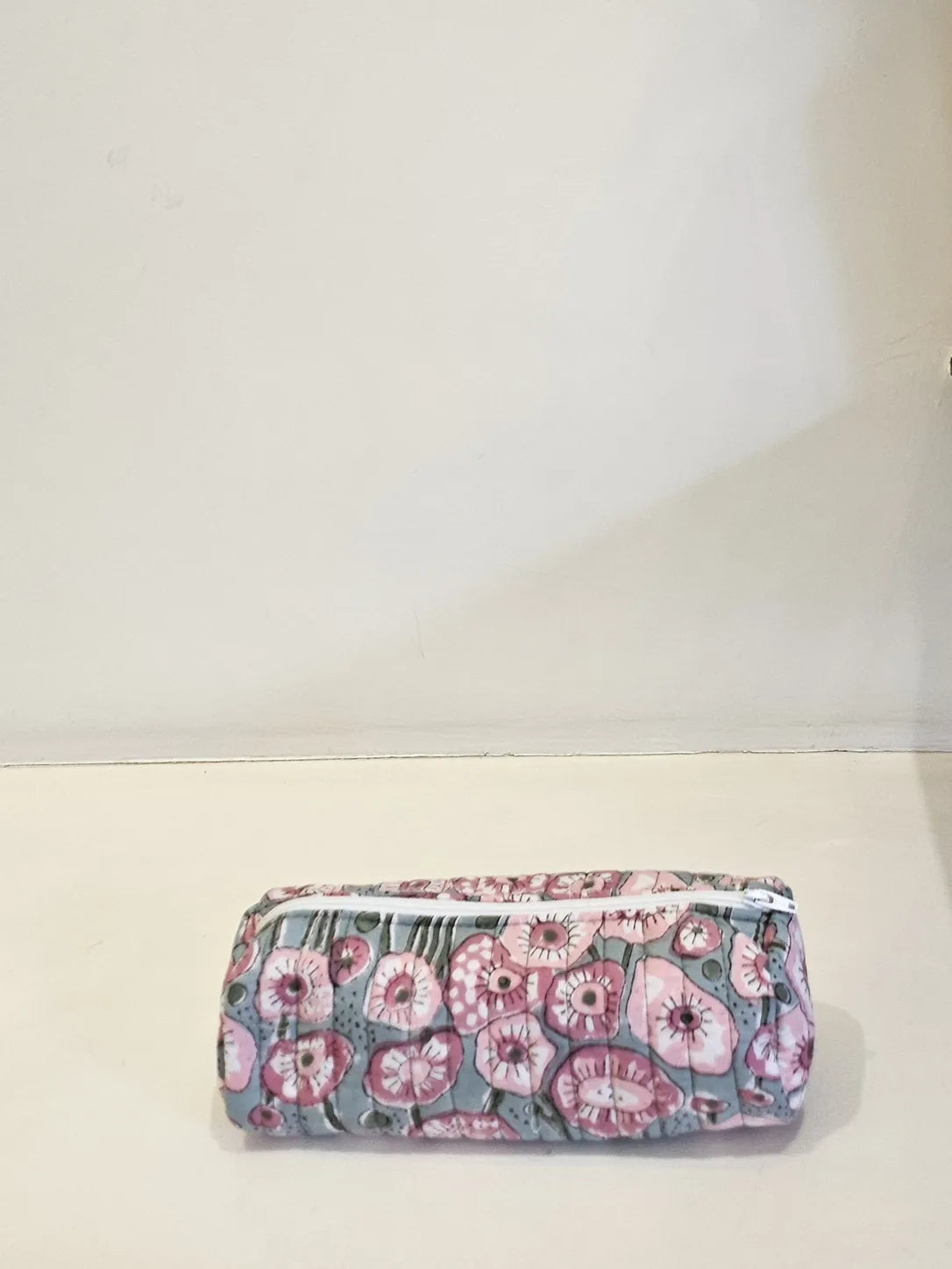 Quilted Handblock Printed Green pencil pouch