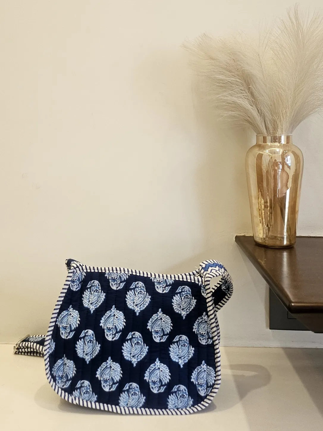 Hand Blockprinted Blue Crossbody Sling Bag