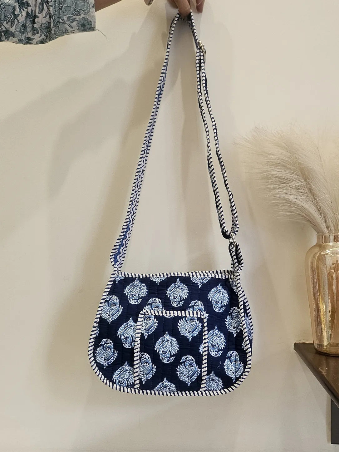Hand Blockprinted Blue Crossbody Sling Bag