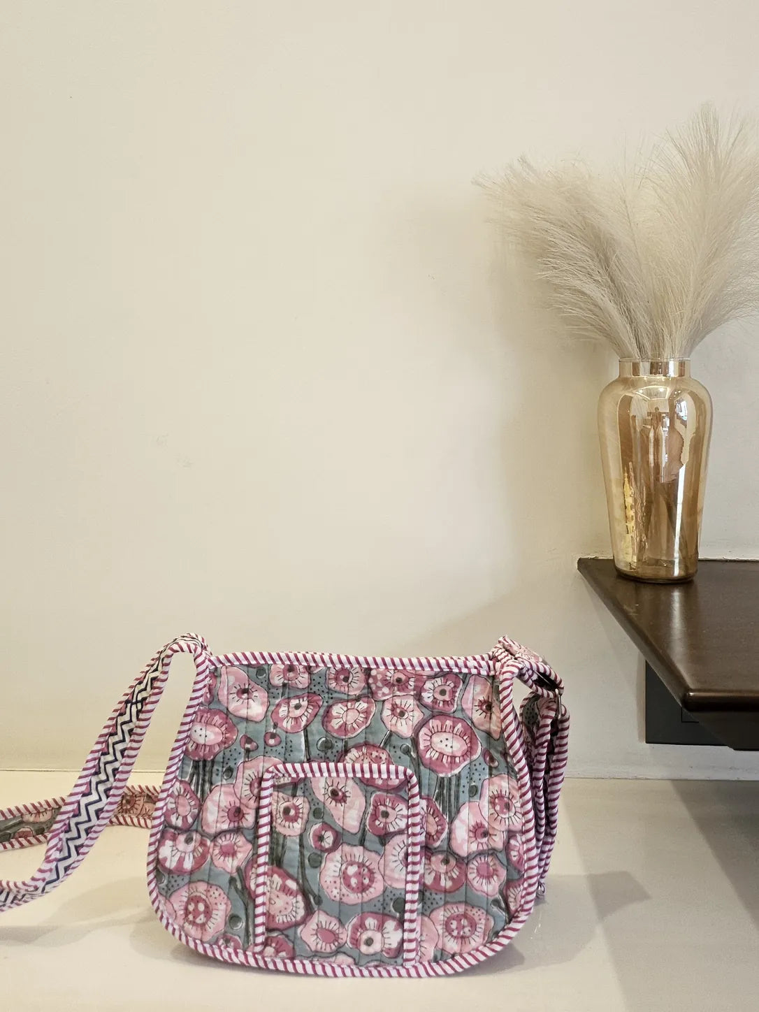 Hand Blockprinted Green Crossbody Sling Bag