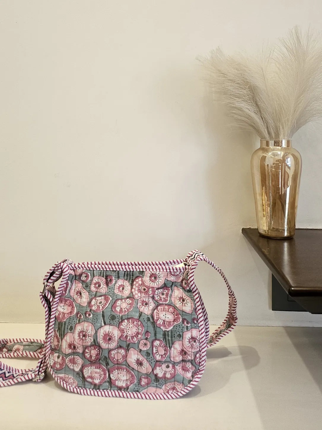 Hand Blockprinted Green Crossbody Sling Bag