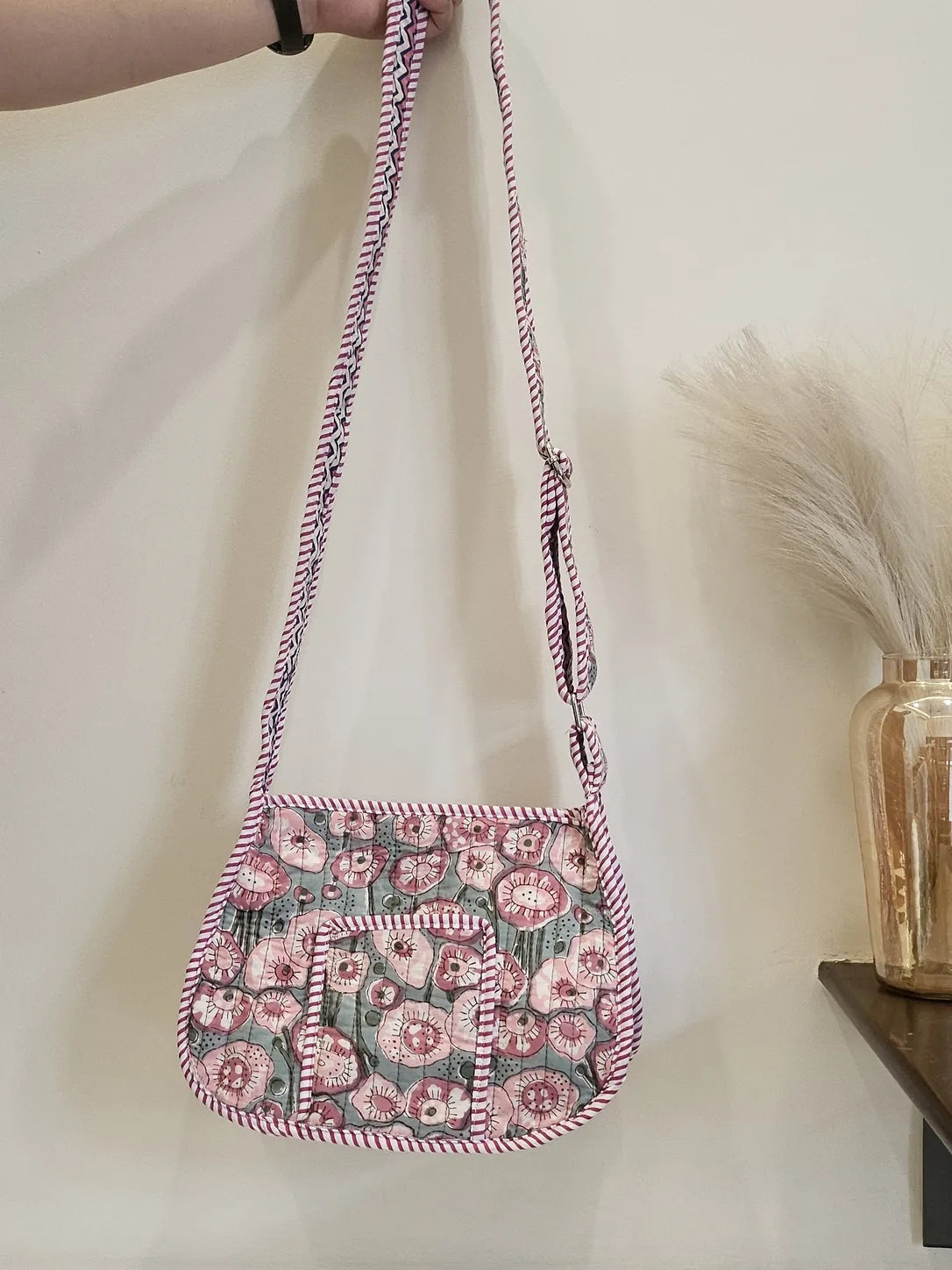 Hand Blockprinted Green Crossbody Sling Bag