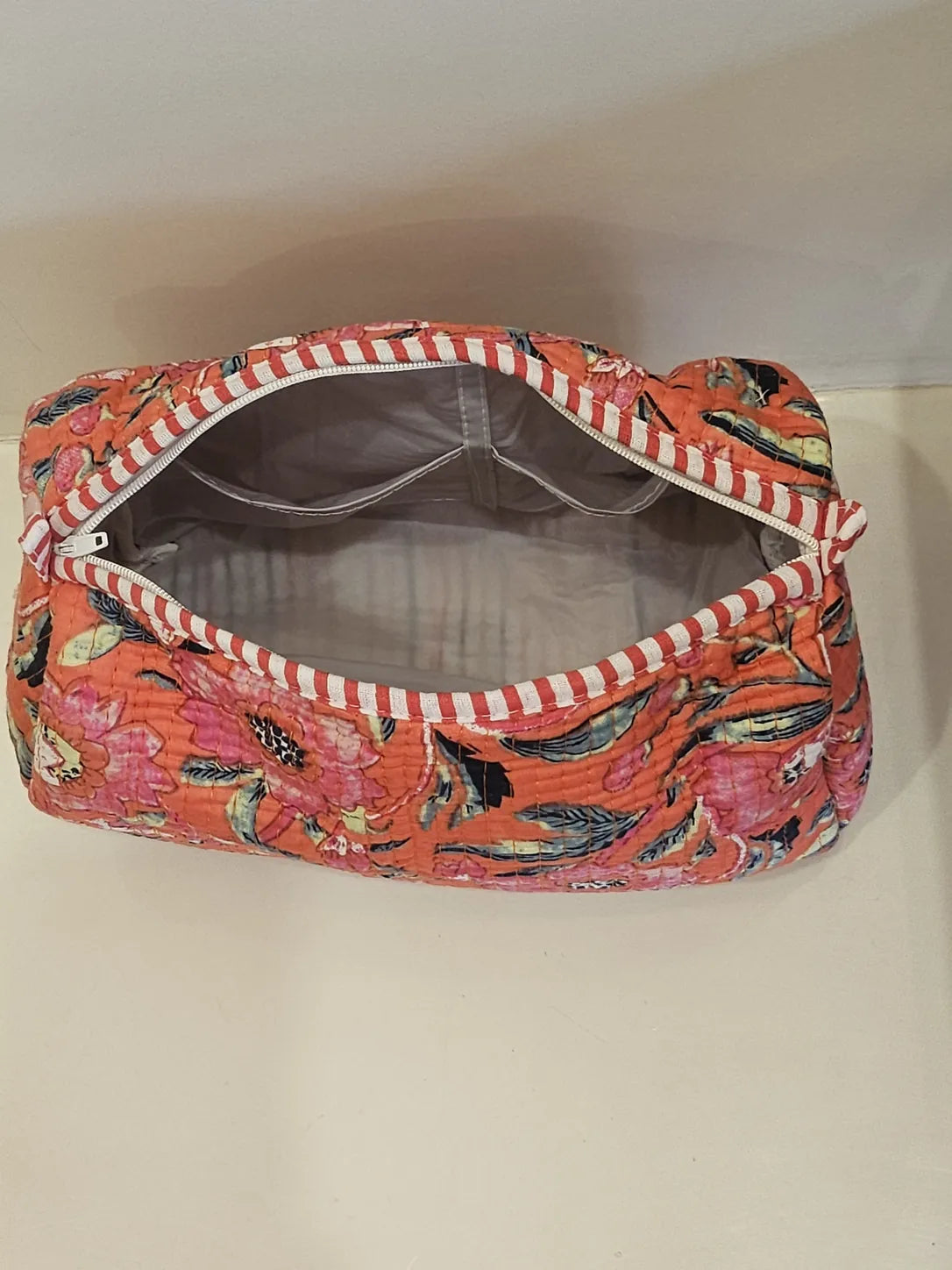 Quilted Hand Printed Orange Pouch set