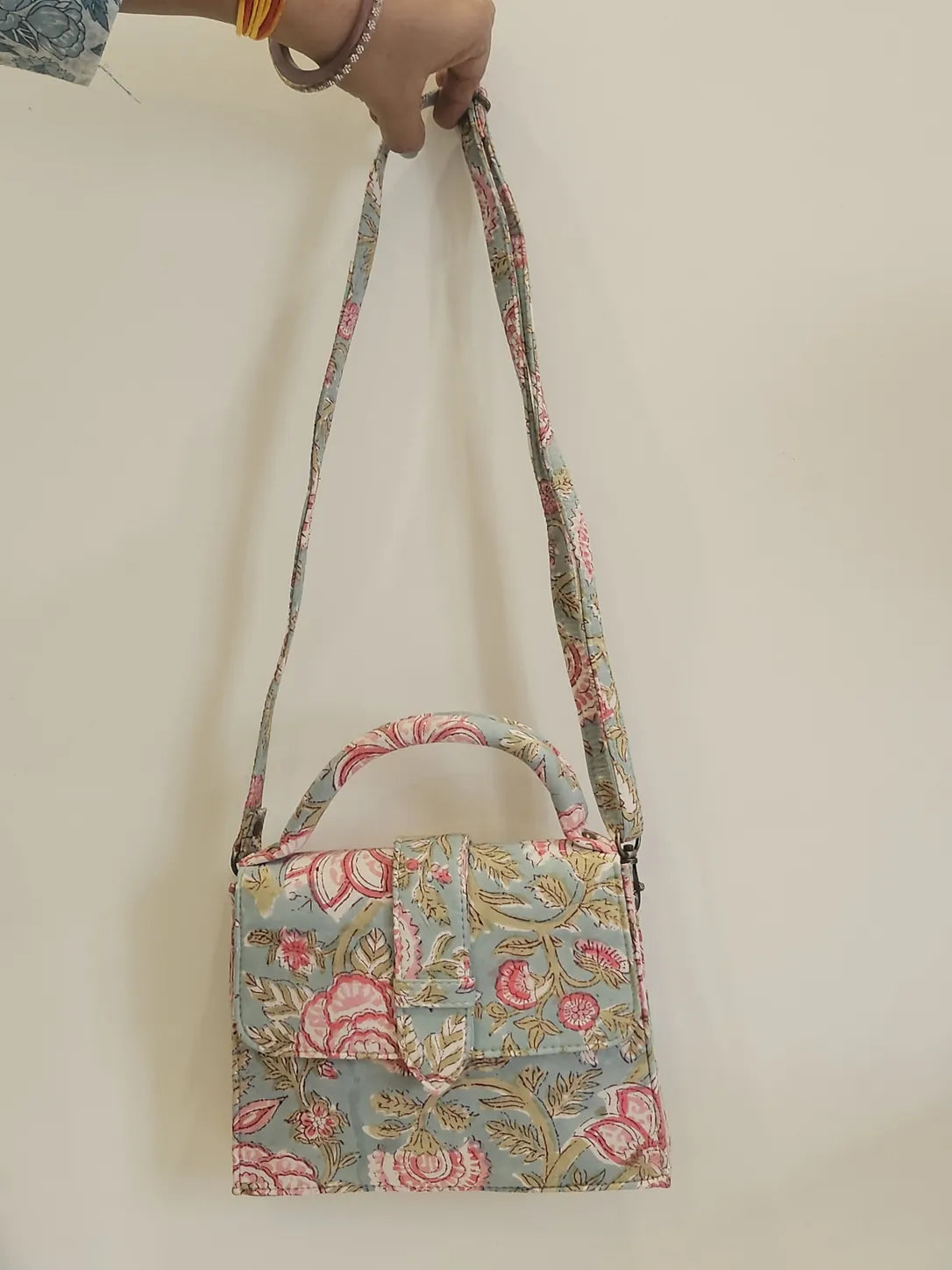 Hand Blockprinted Green CHIQ Bag