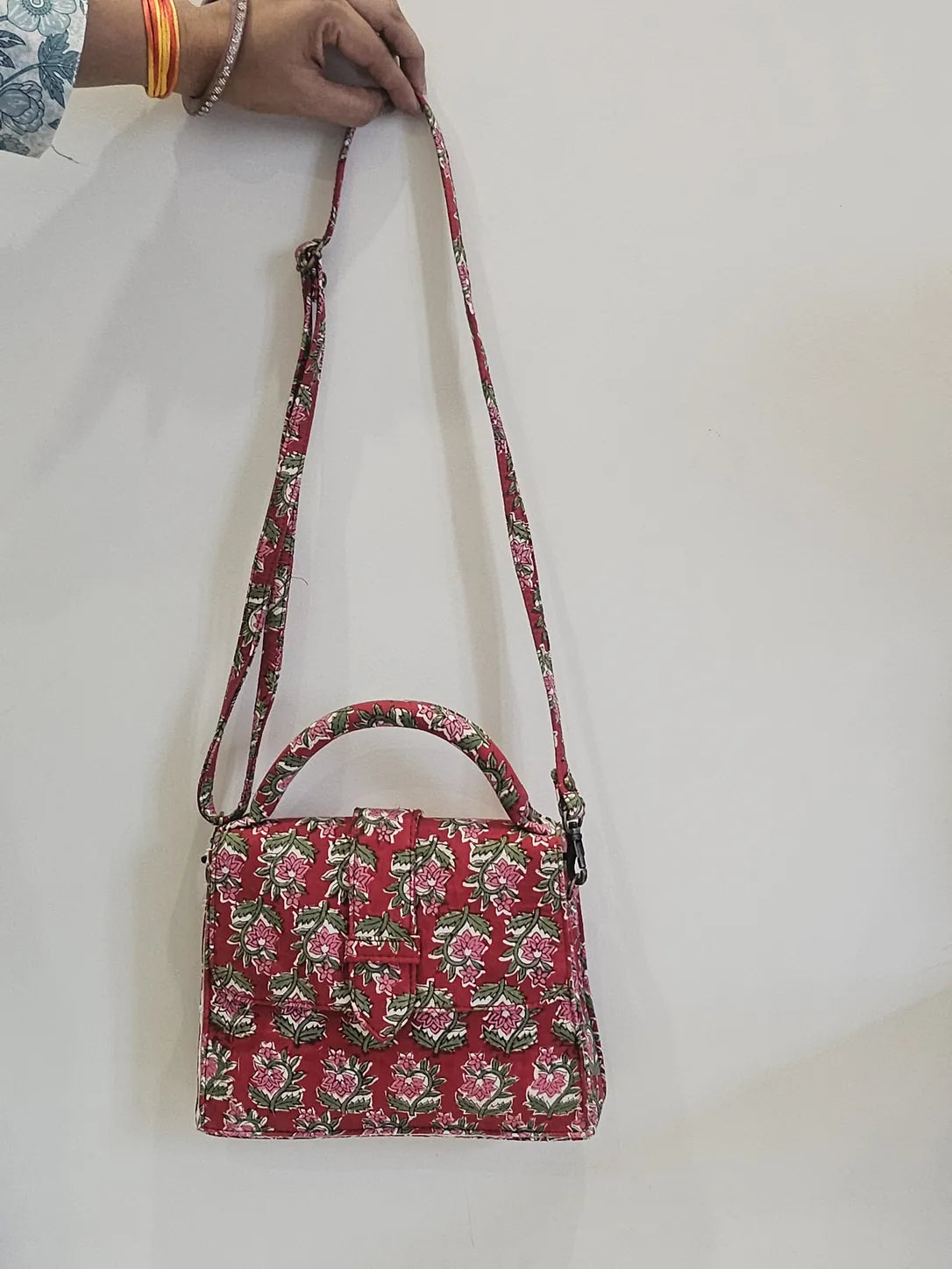 Hand Blockprinted Red CHIQ Bag