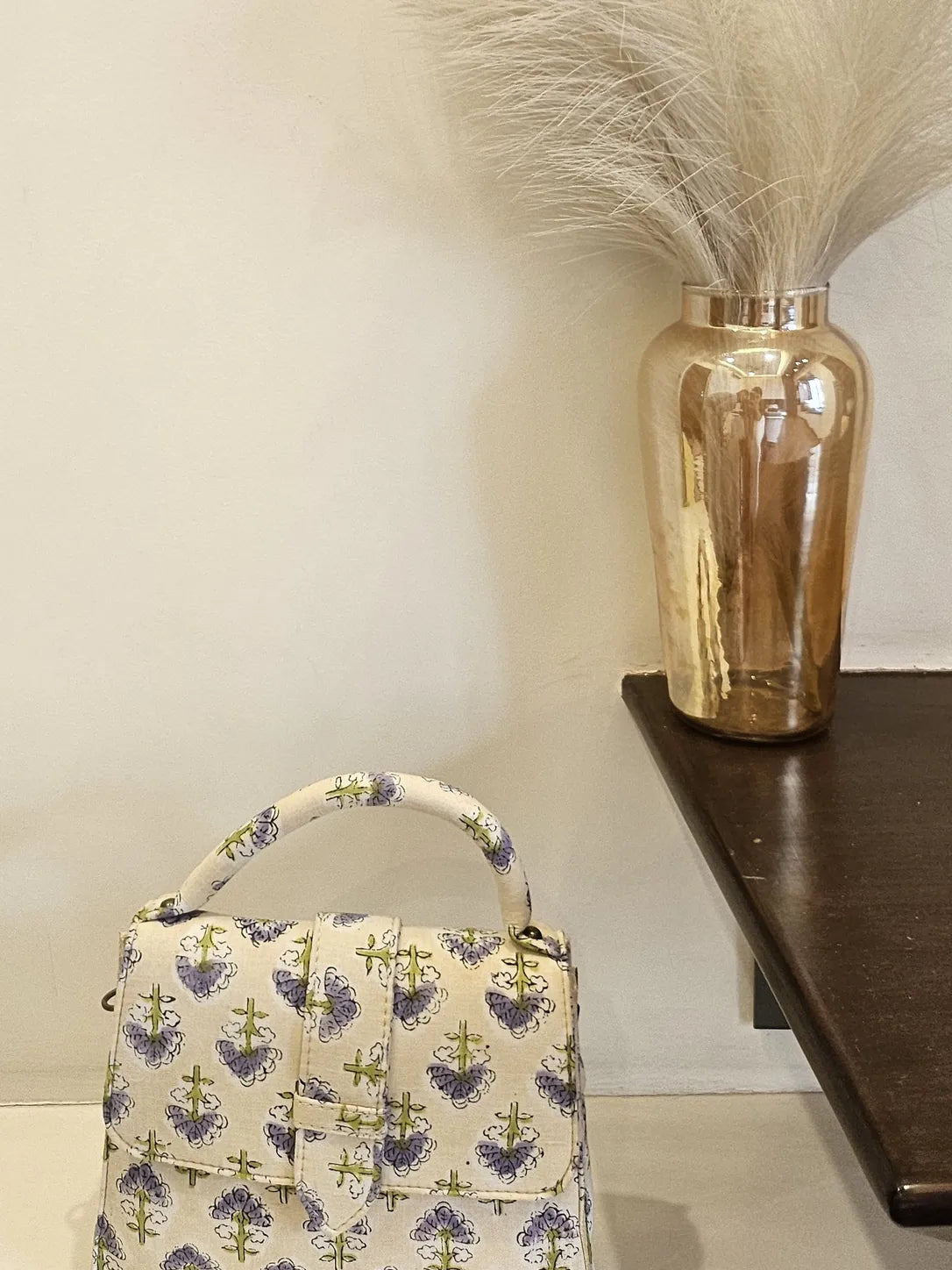 Hand Blockprinted Beige CHIQ Bag