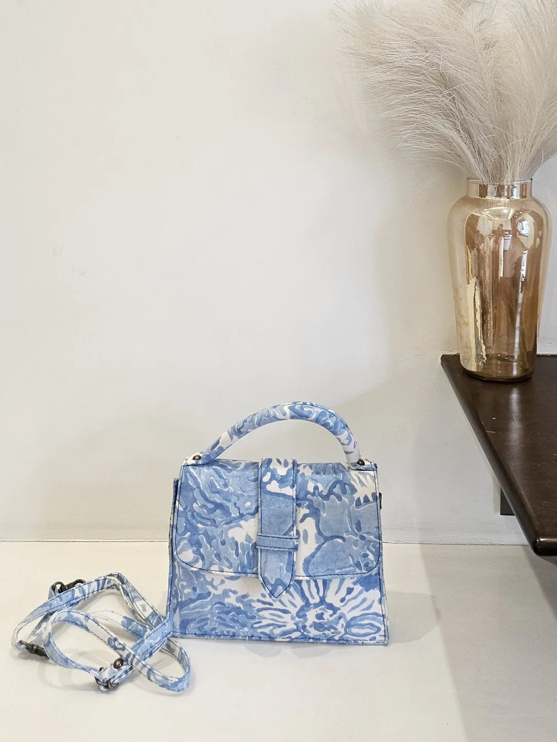 Hand Blockprinted Blue CHIQ Bag