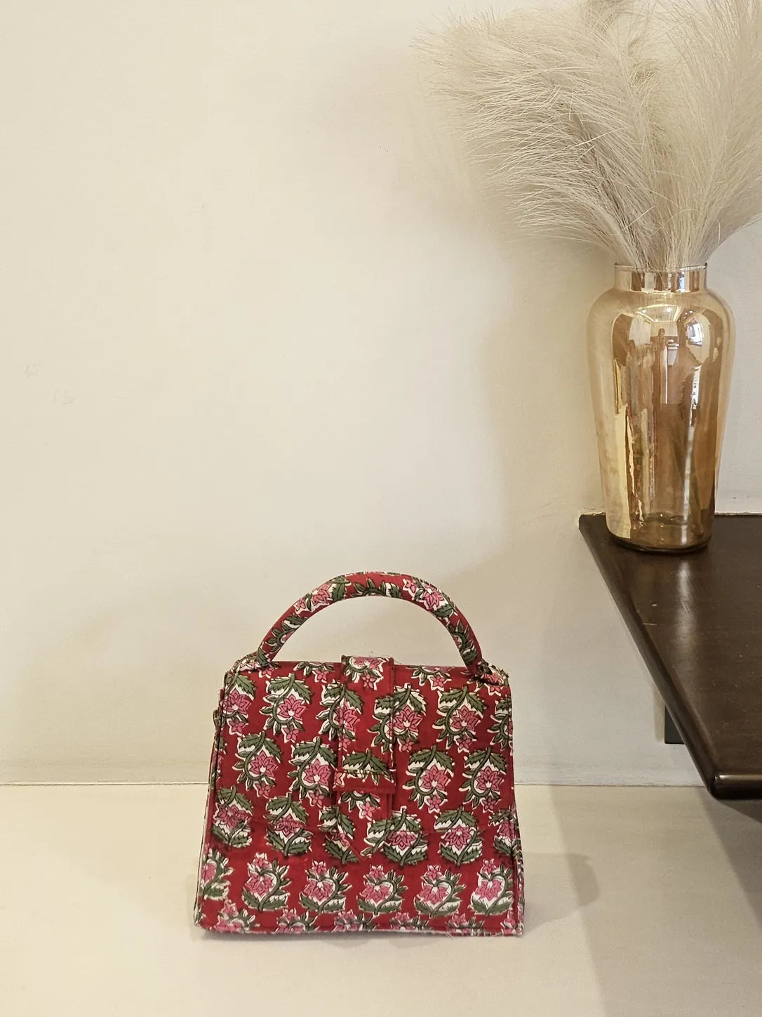 Hand Blockprinted Red CHIQ Bag