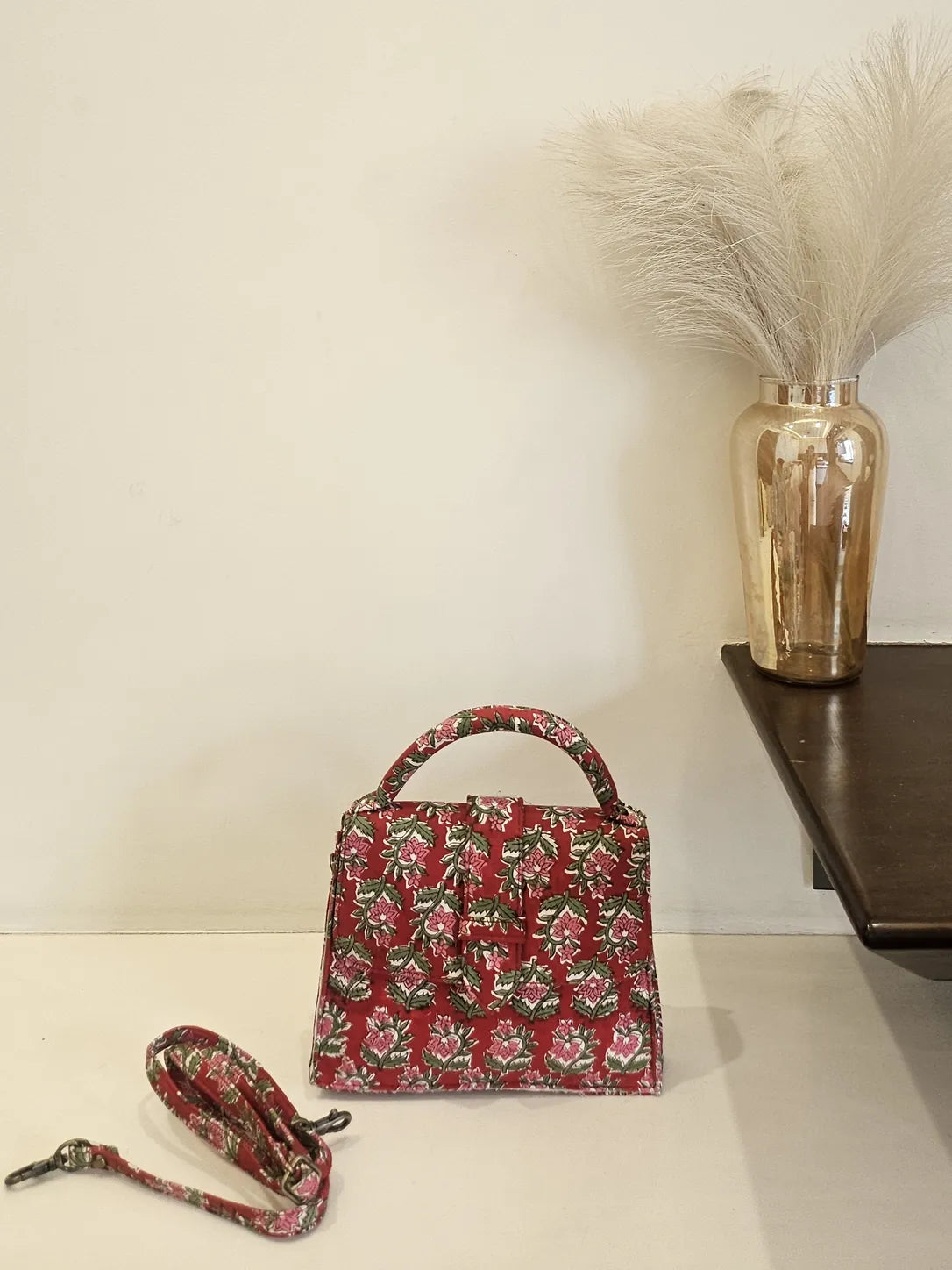 Hand Blockprinted Red CHIQ Bag