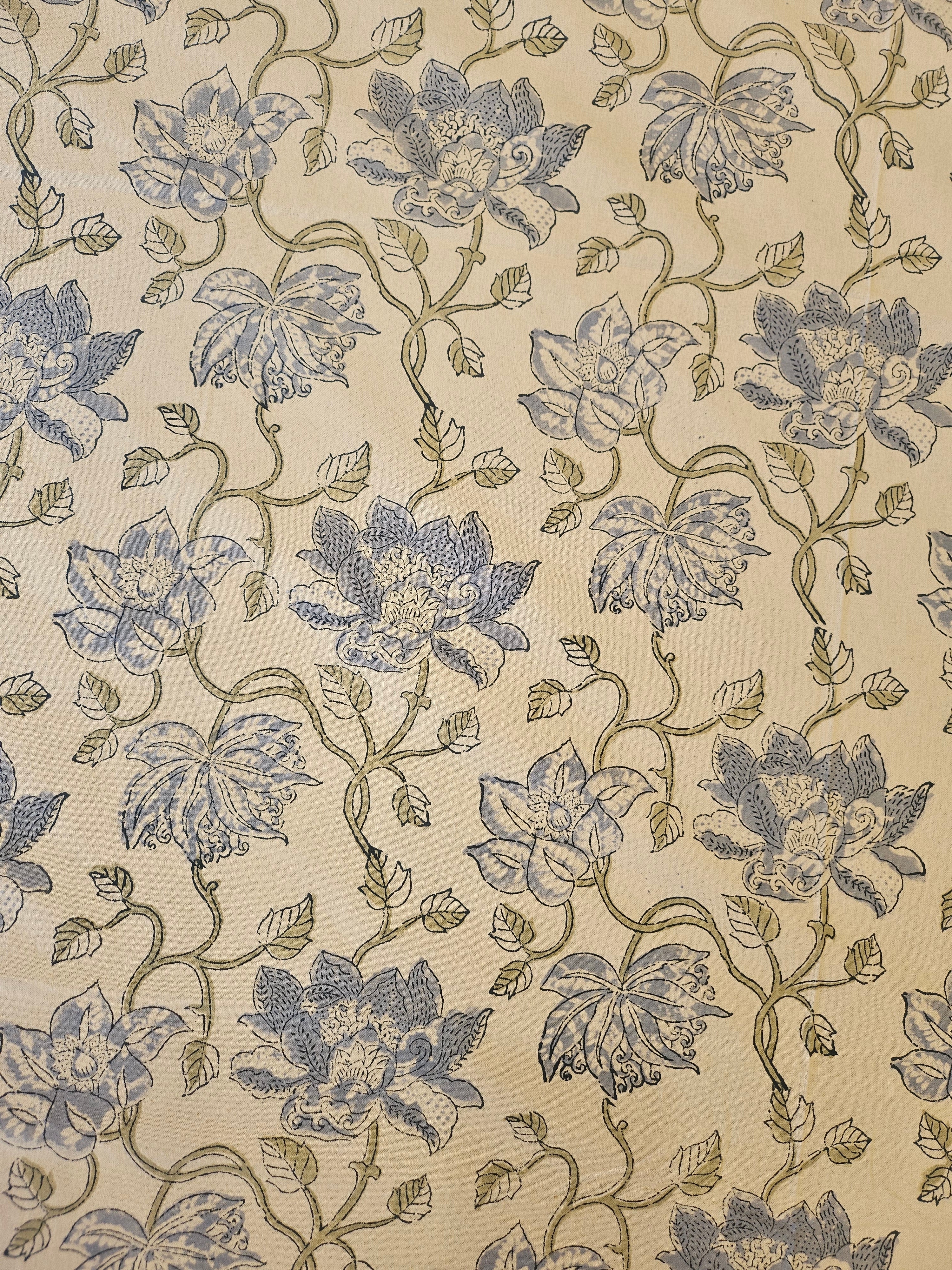 Handblock Printed Grey Bedsheet