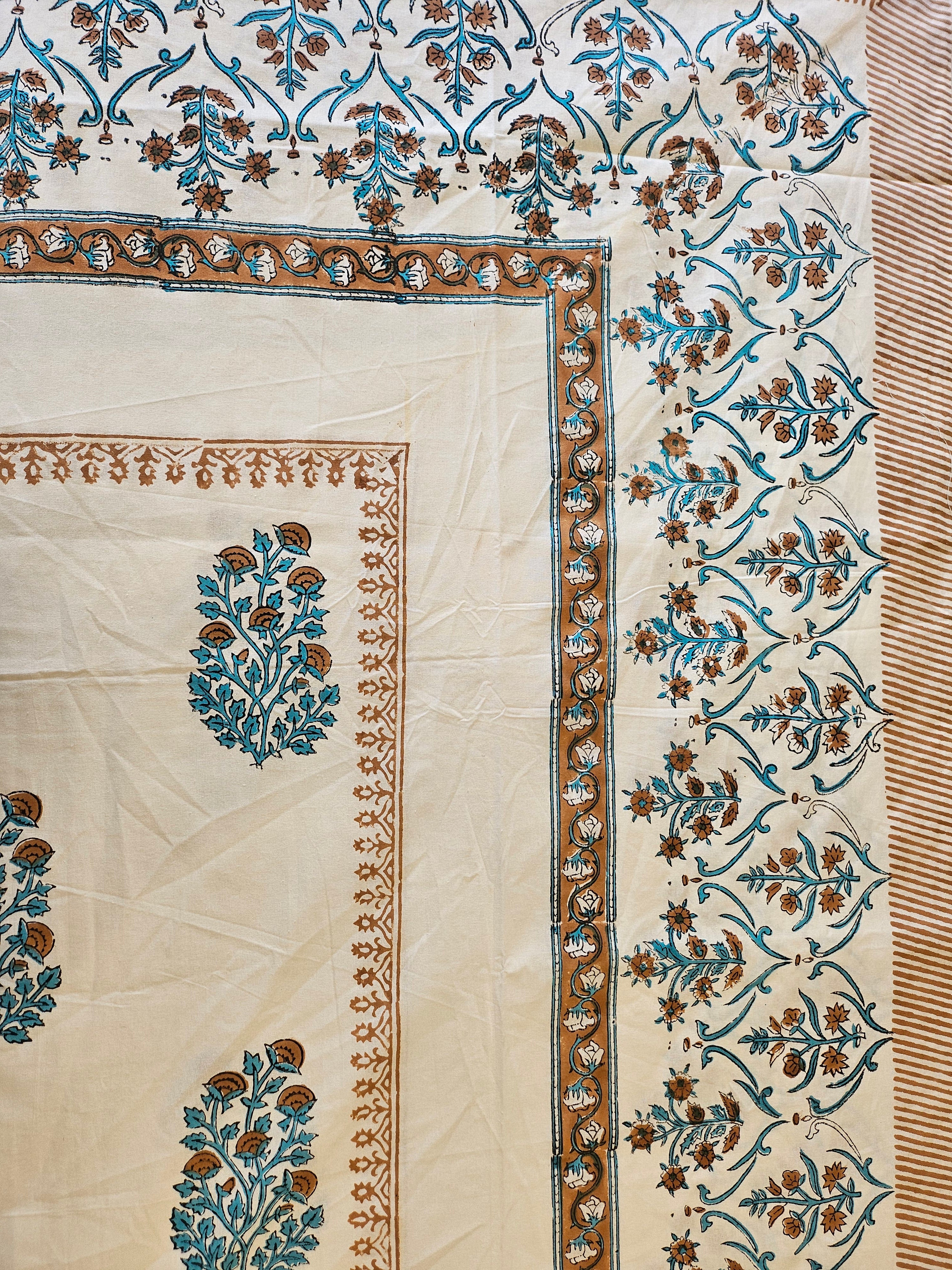 Handblock Printed Brown Motif Dining table cover