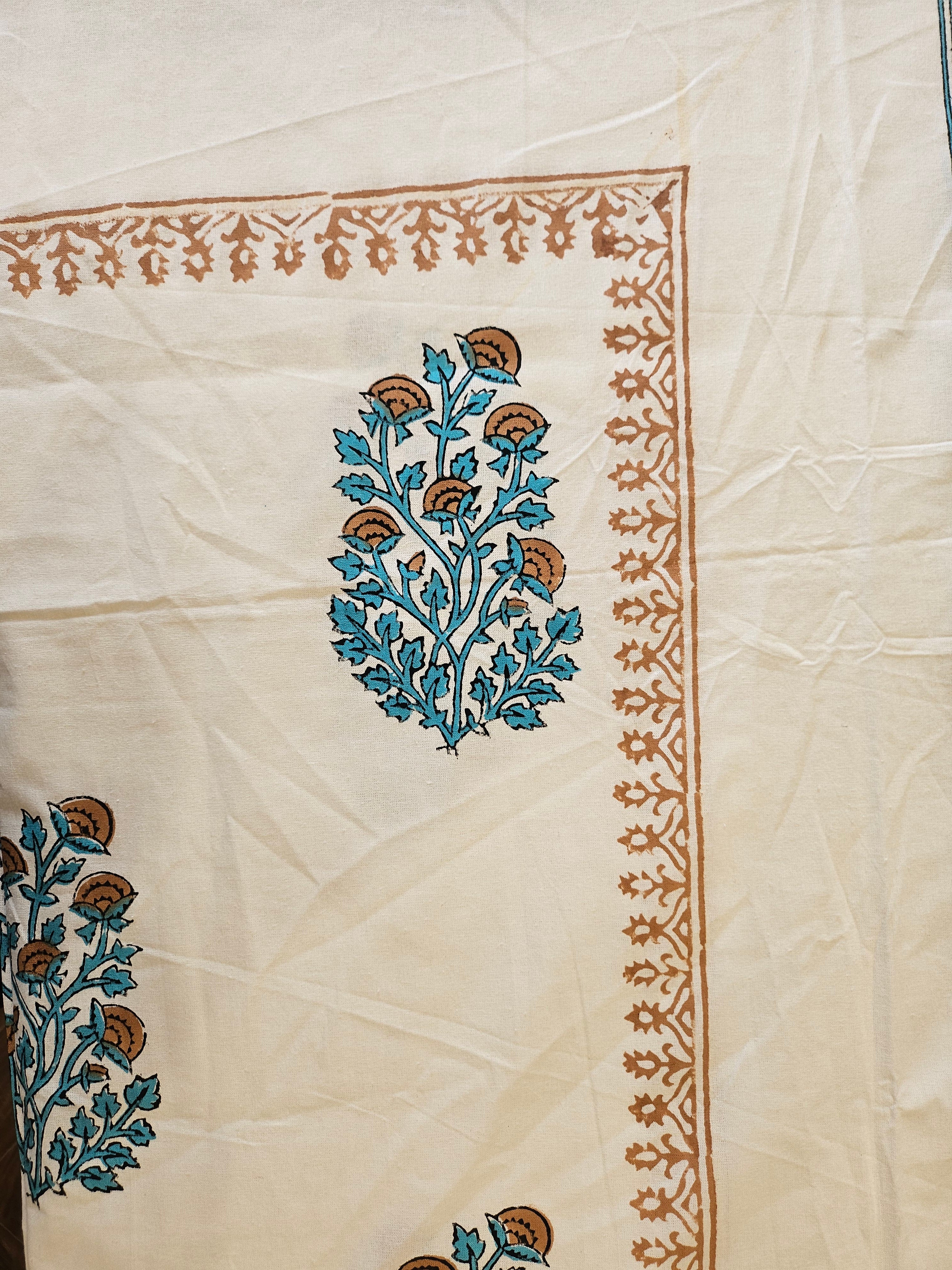 Handblock Printed Brown Motif Dining table cover