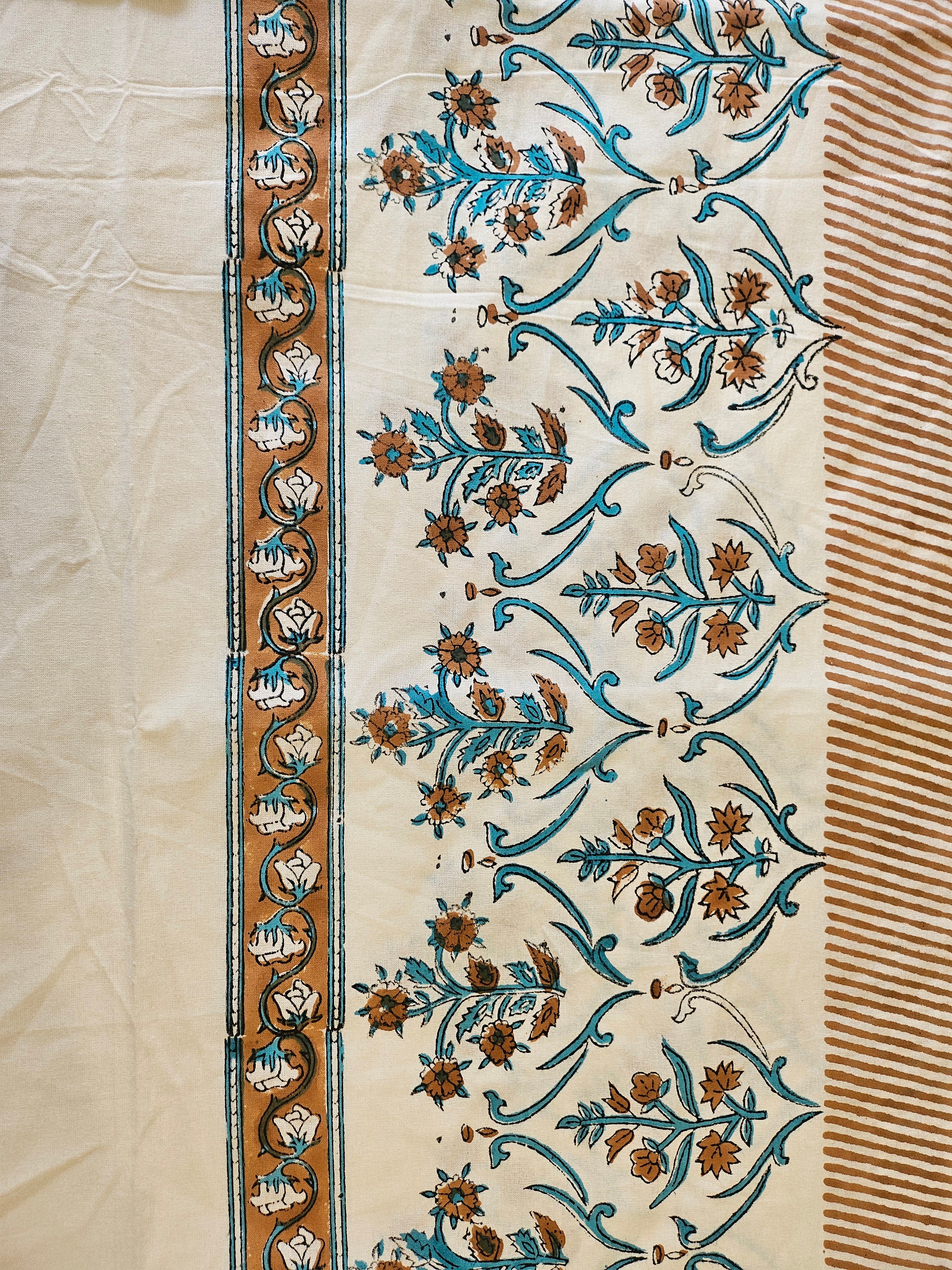 Handblock Printed Brown Motif Dining table cover