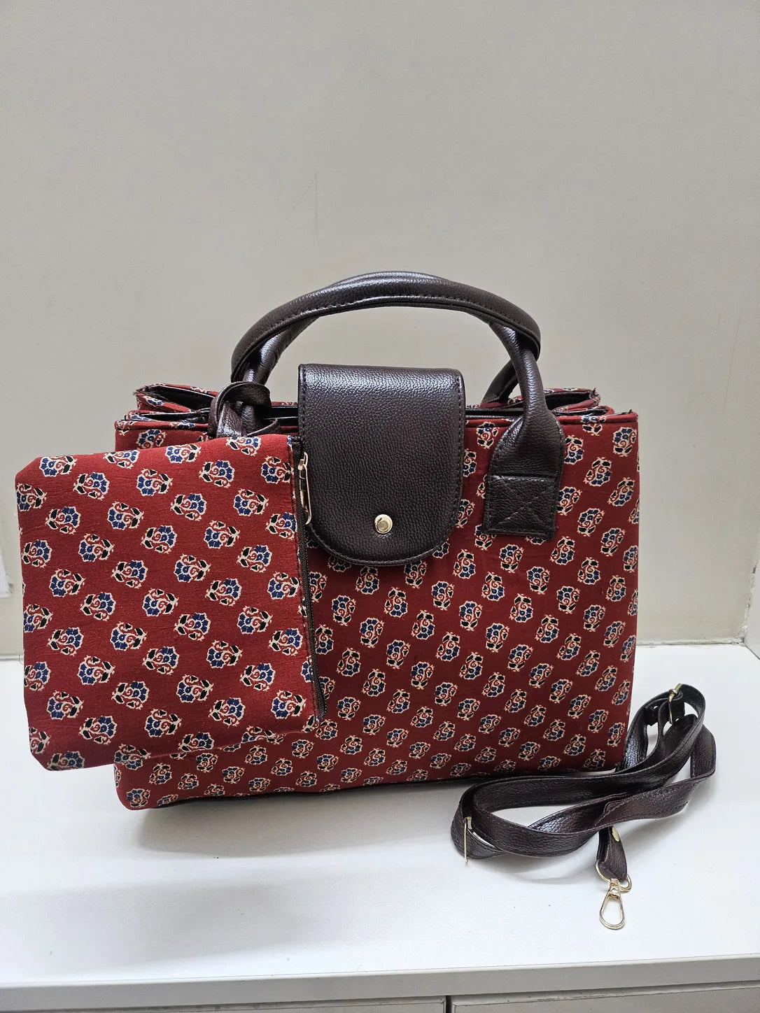 Structured Red Tote Bag