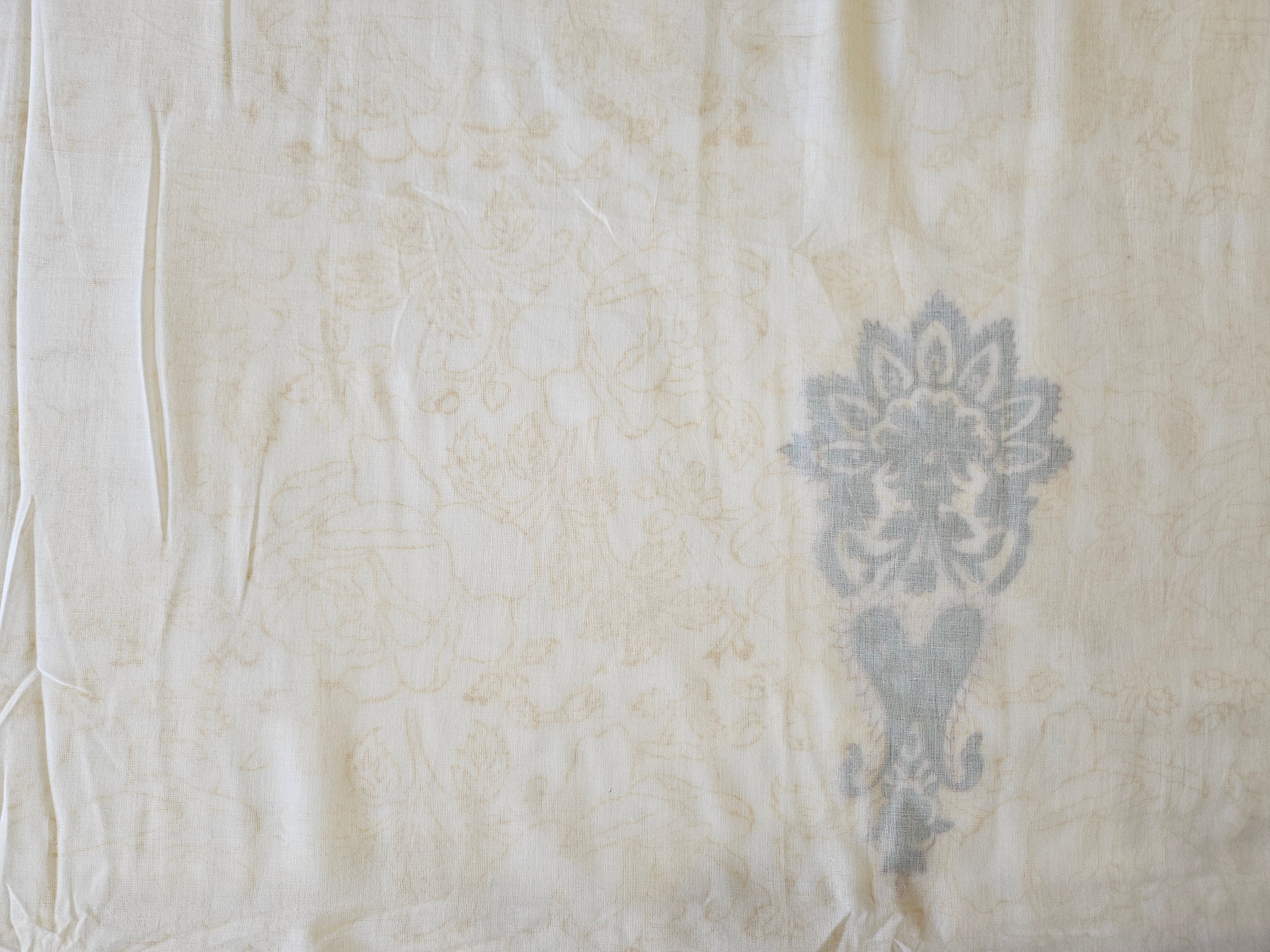 Double Bed Hand Block Printed Green Yellow Motif Mulmul Dohar
