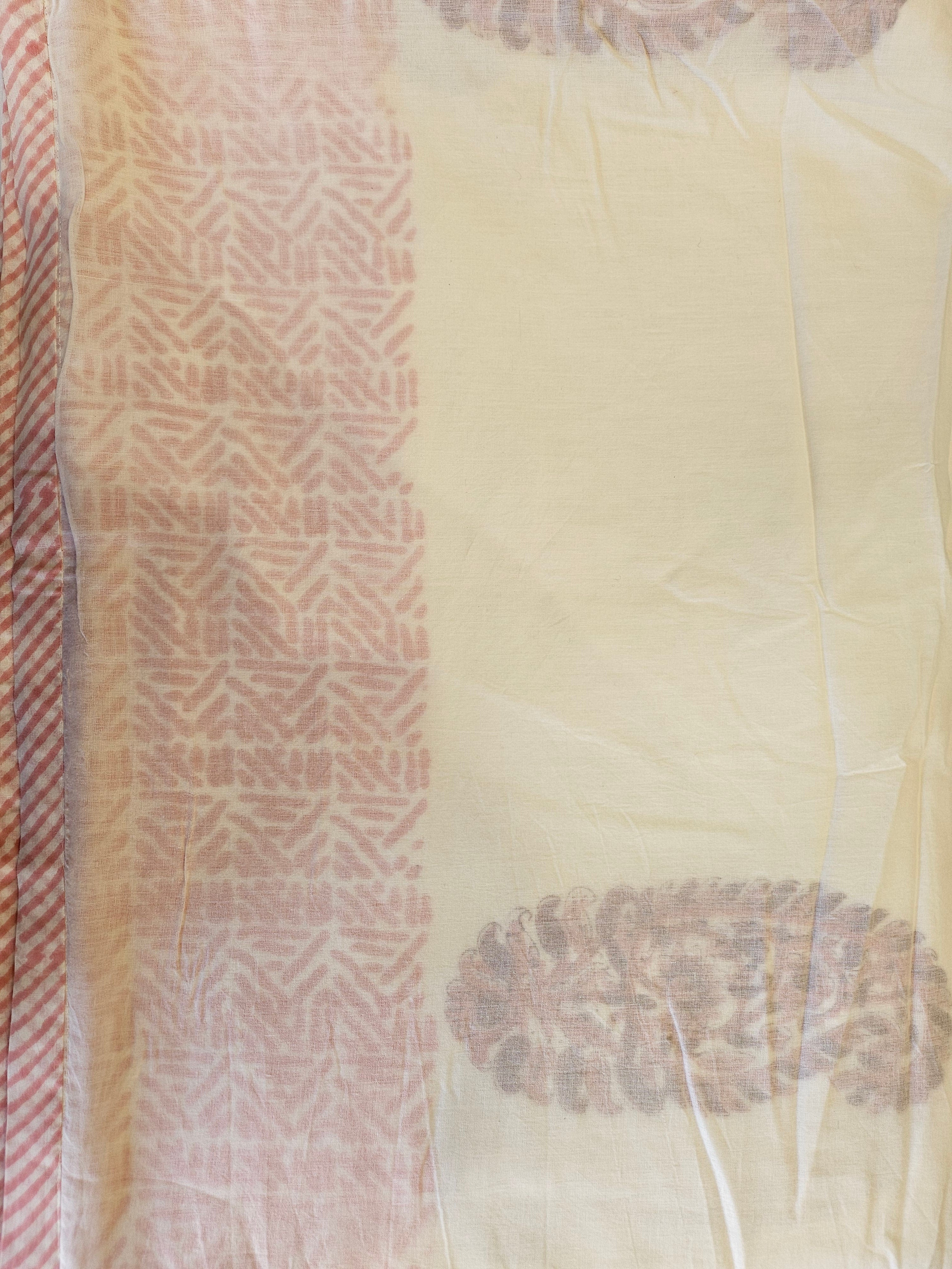 Double Bed Hand Block Printed Pink Motif Mulmul Dohar