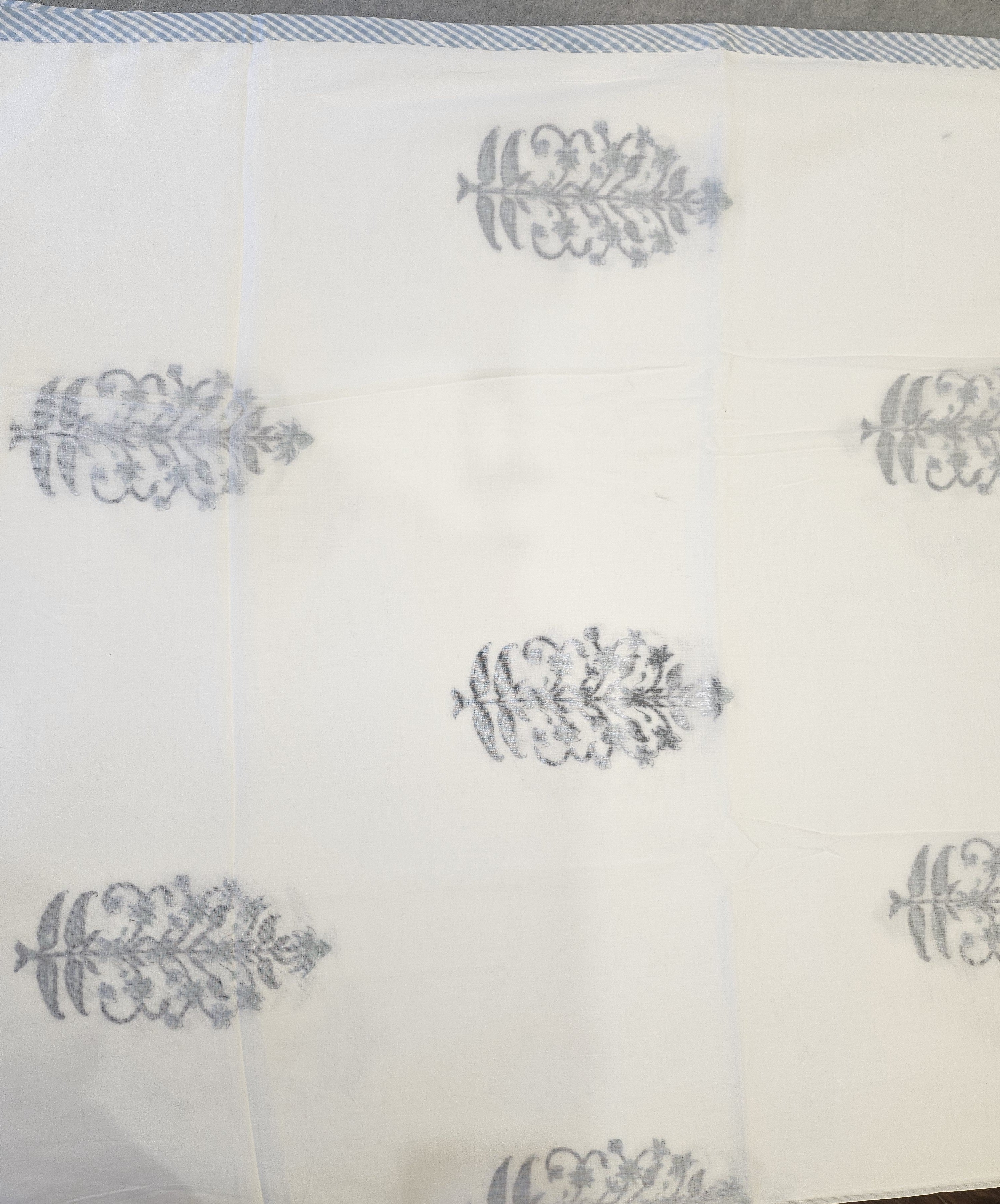 Single bed Handblock Printed Blue Motif Mulmul Dohar