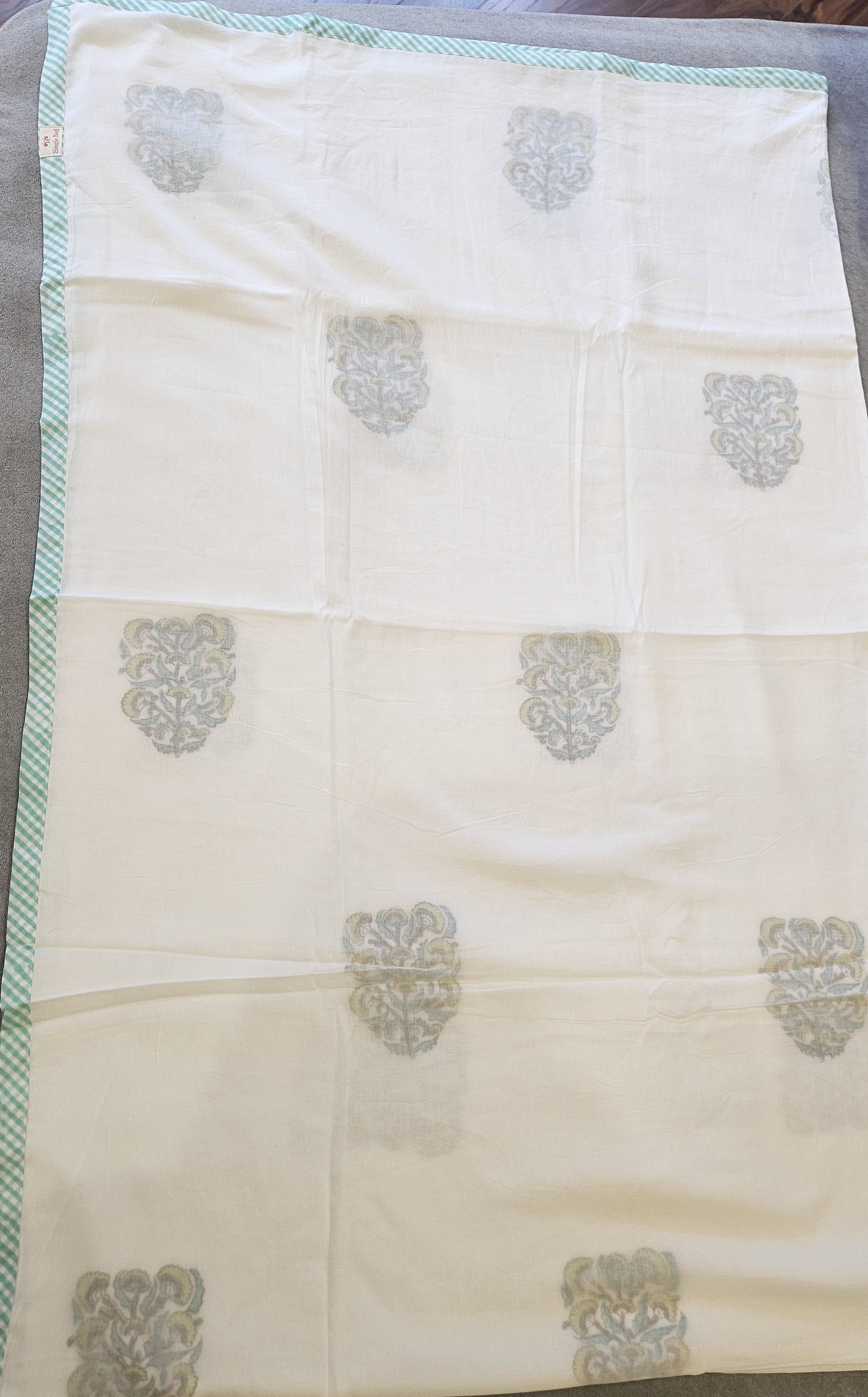 Single bed Handblock Printed Yellow Motif Mulmul Dohar