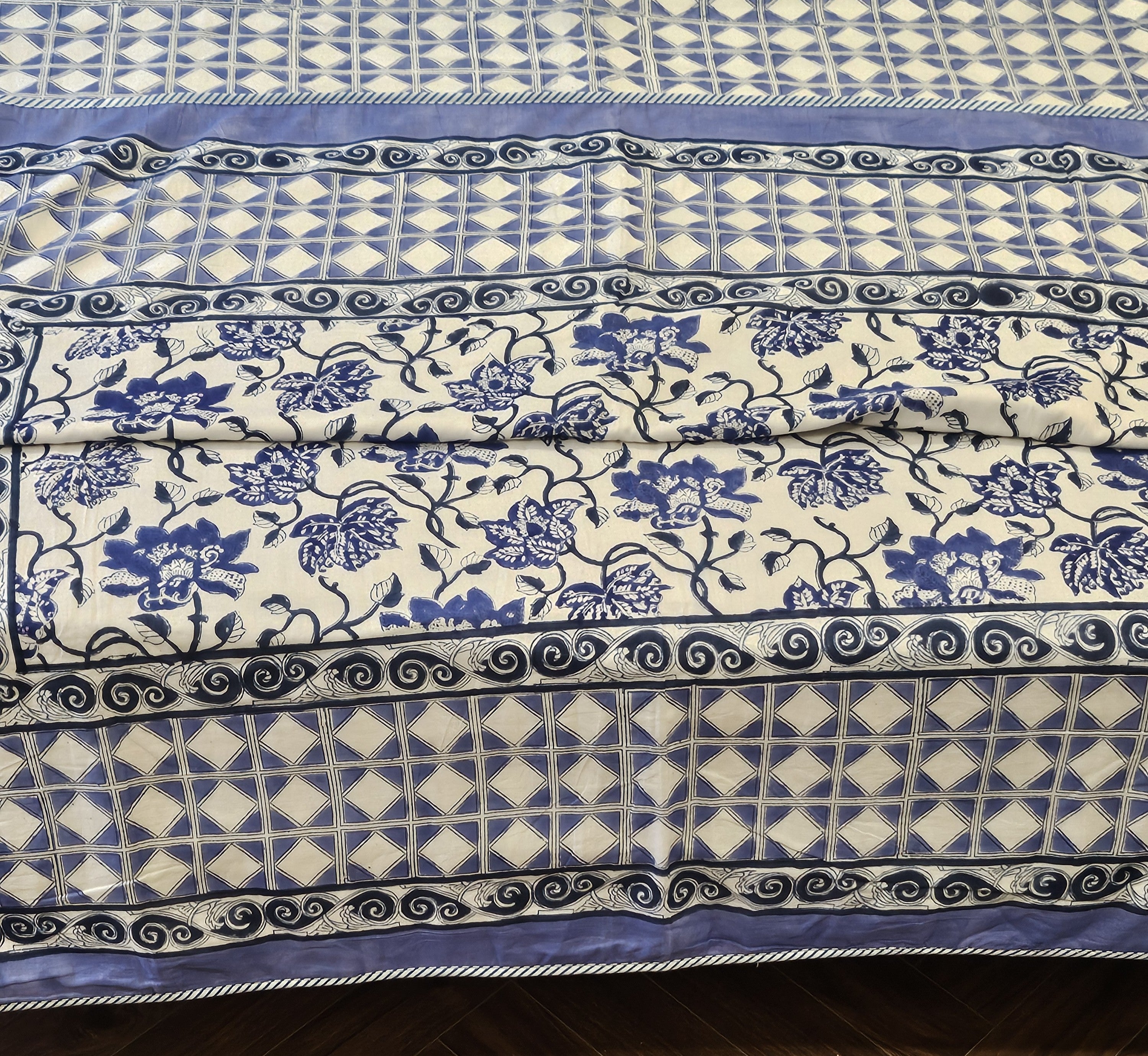 Reversible Hand Block Printed Navy Blue Single Bed Dohar