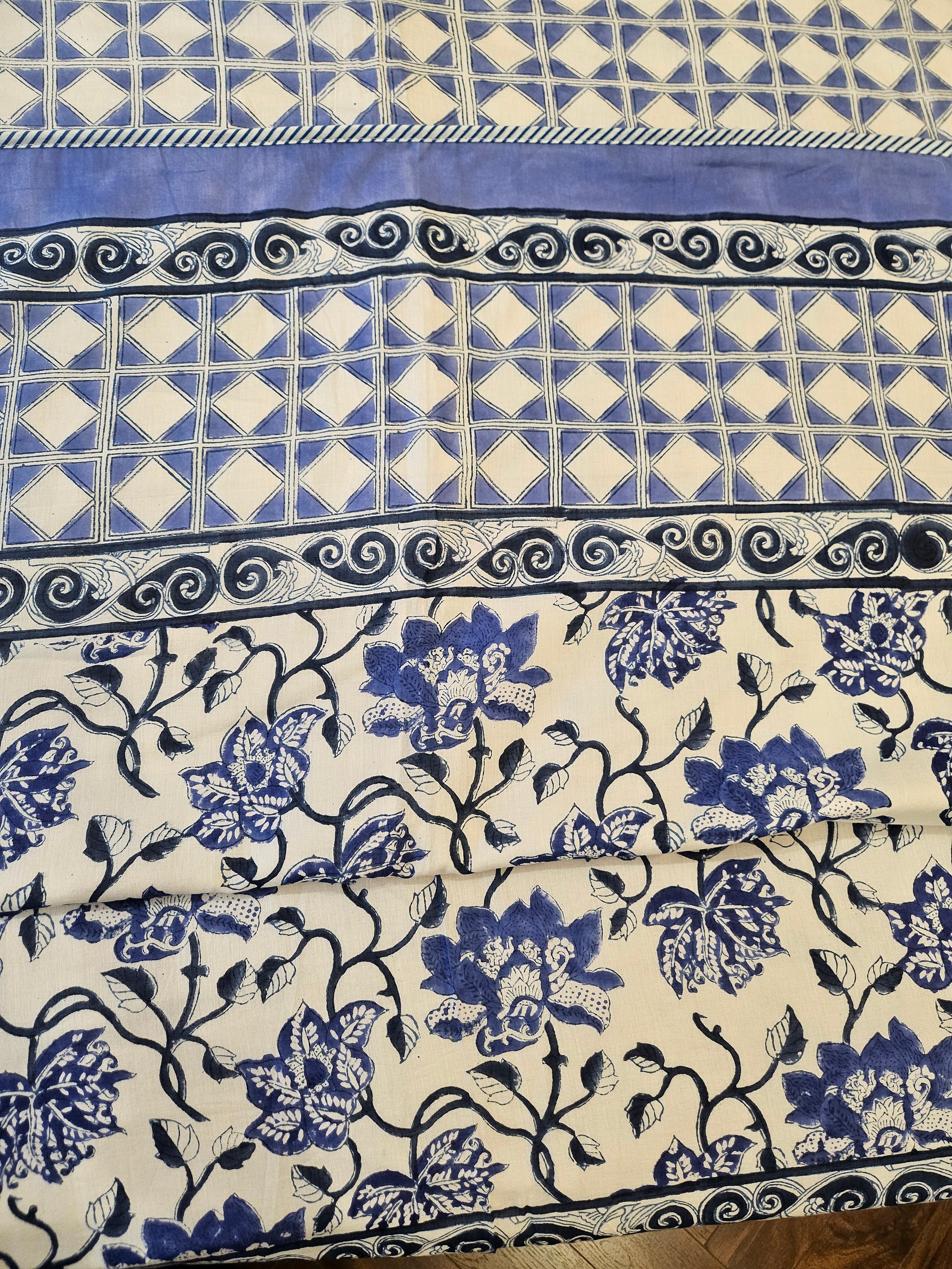Reversible Hand Block Printed Navy Blue Single Bed Dohar