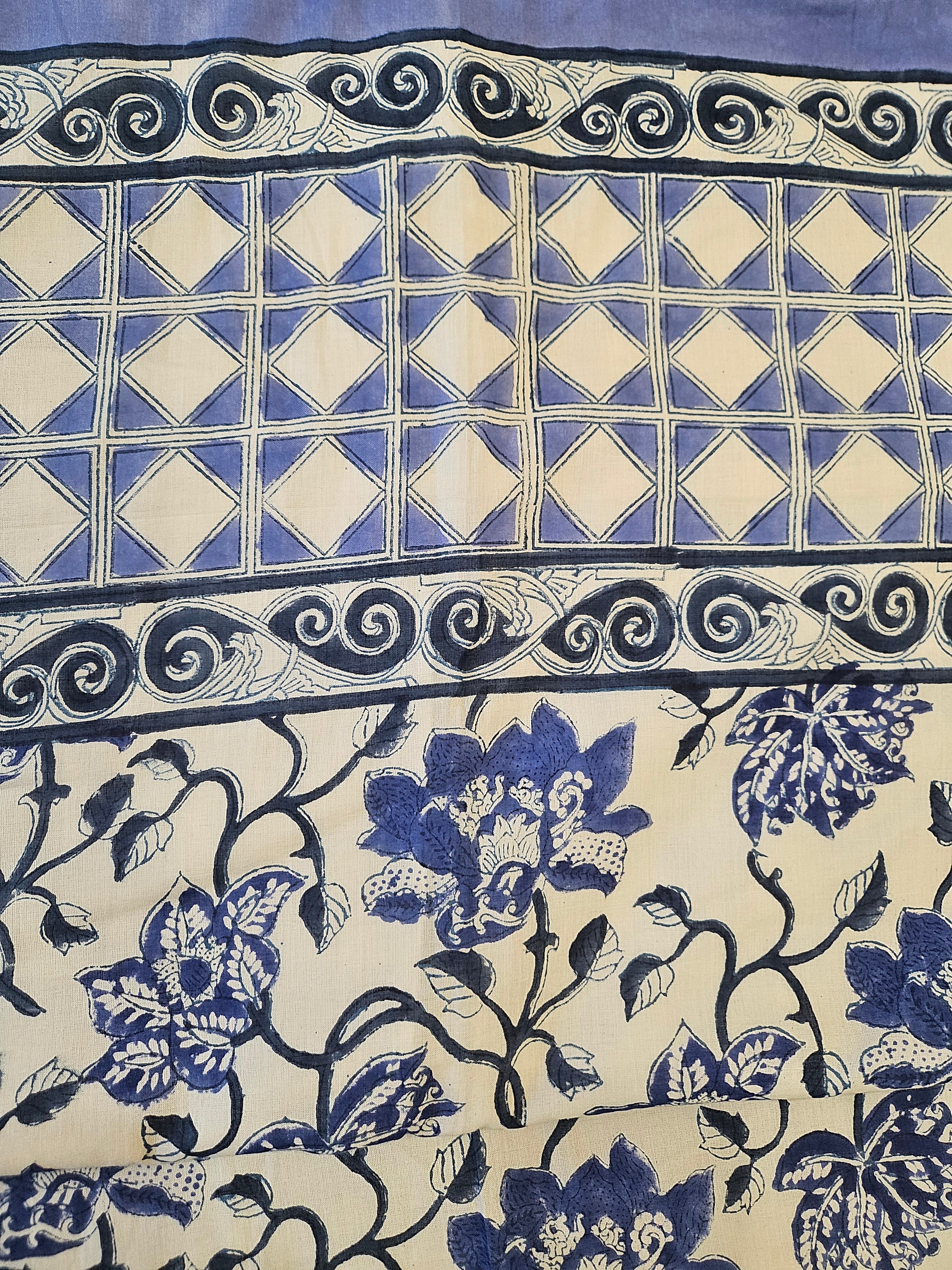 Reversible Hand Block Printed Navy Blue Single Bed Dohar