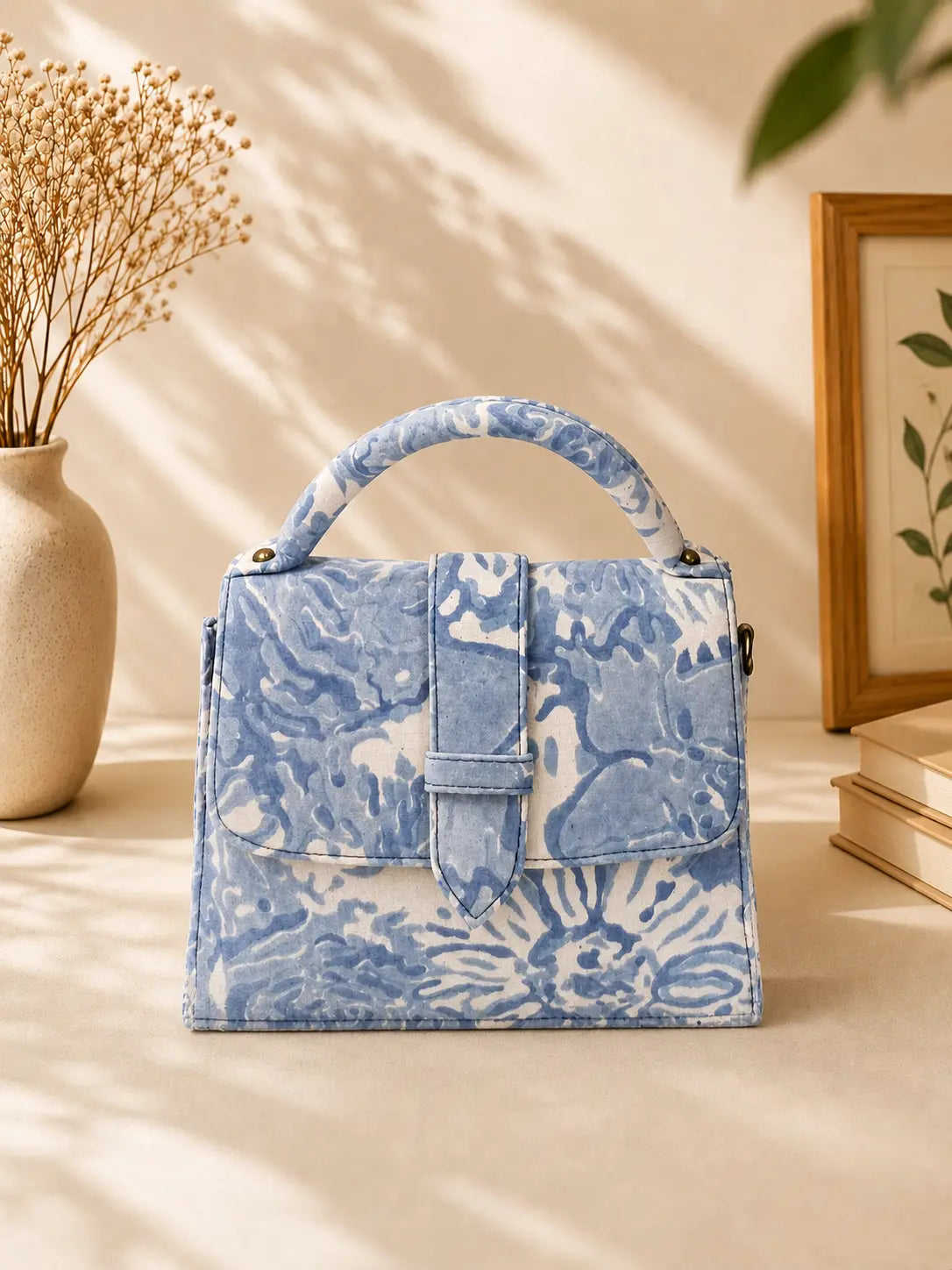 Hand Blockprinted Blue CHIQ Bag
