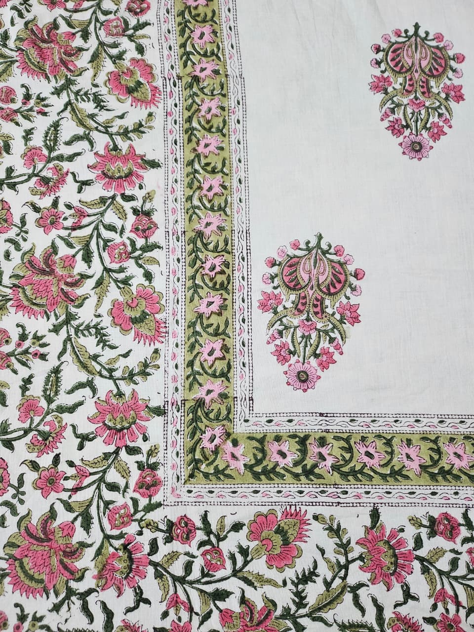 Reversible Hand Block Printed Pink Single Bed Dohar