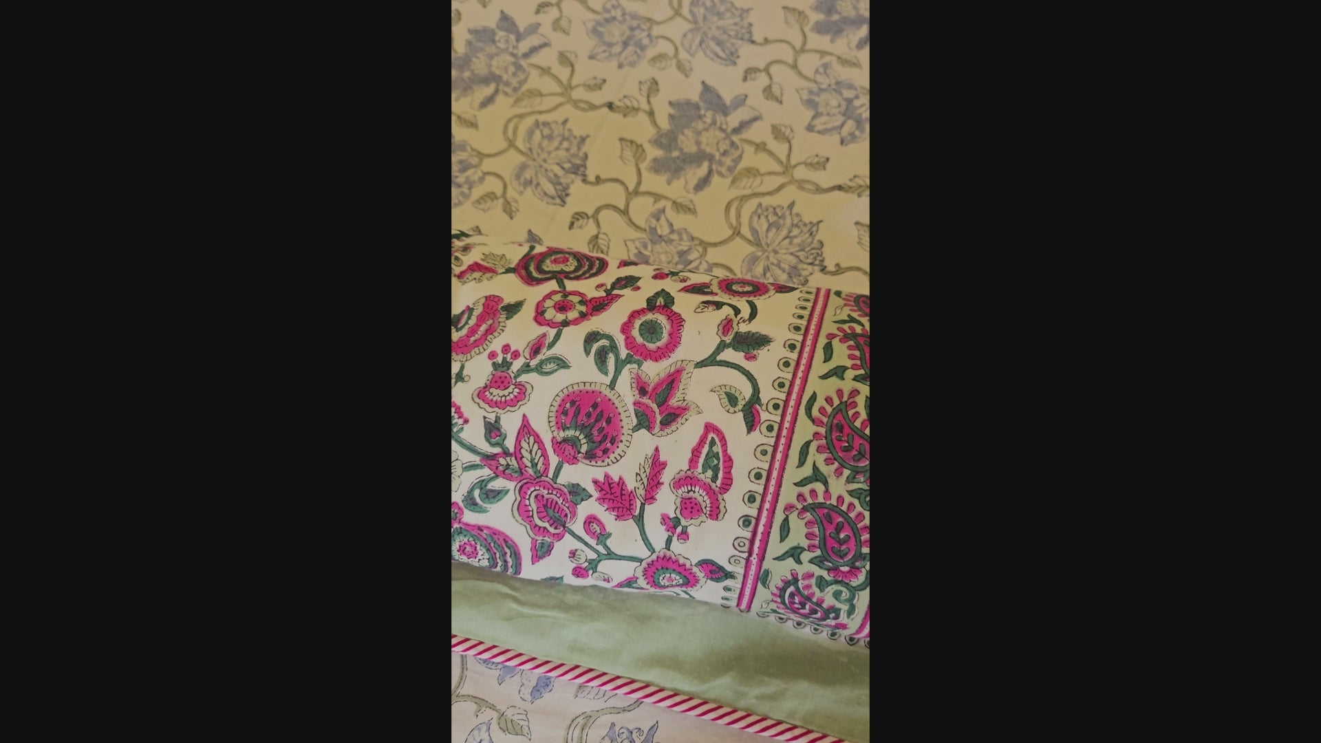 Reversible Hand Block Printed Pink Vase Double Bed Dohar