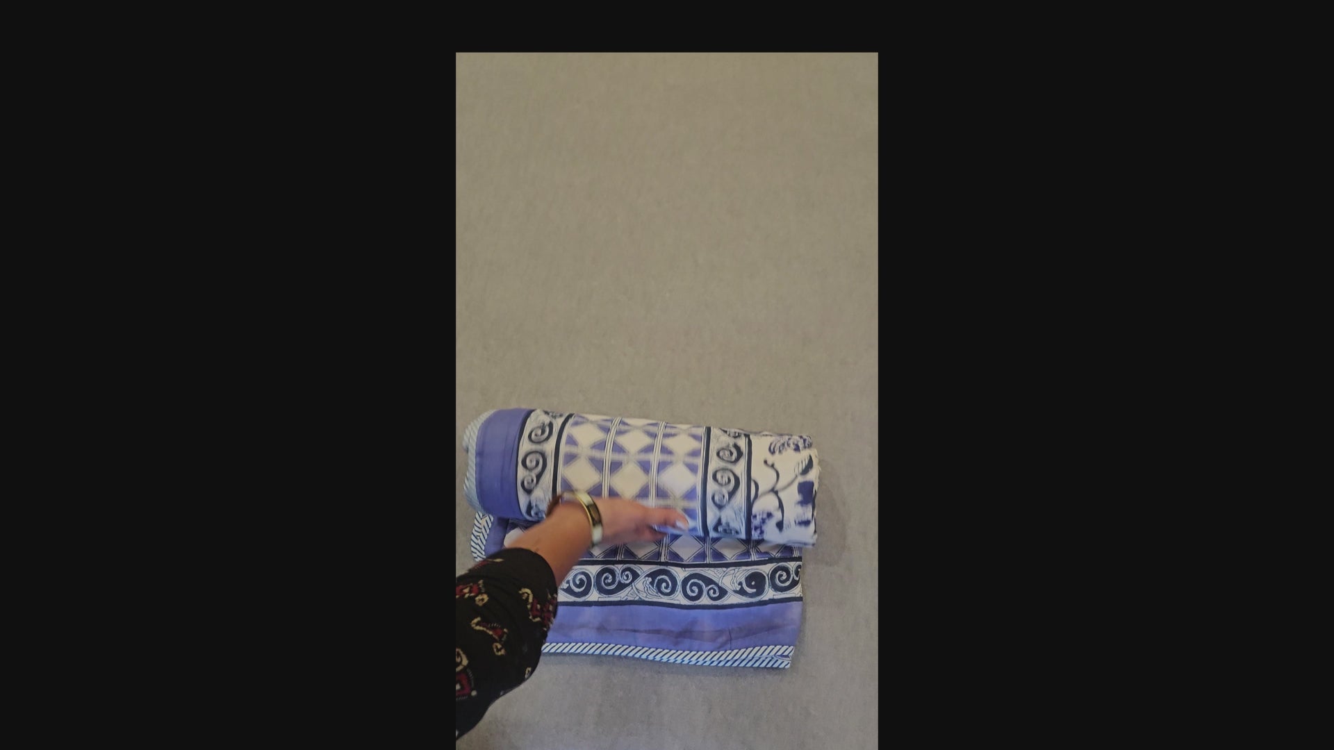 Reversible Hand Block Printed Navy Blue Single Bed Dohar
