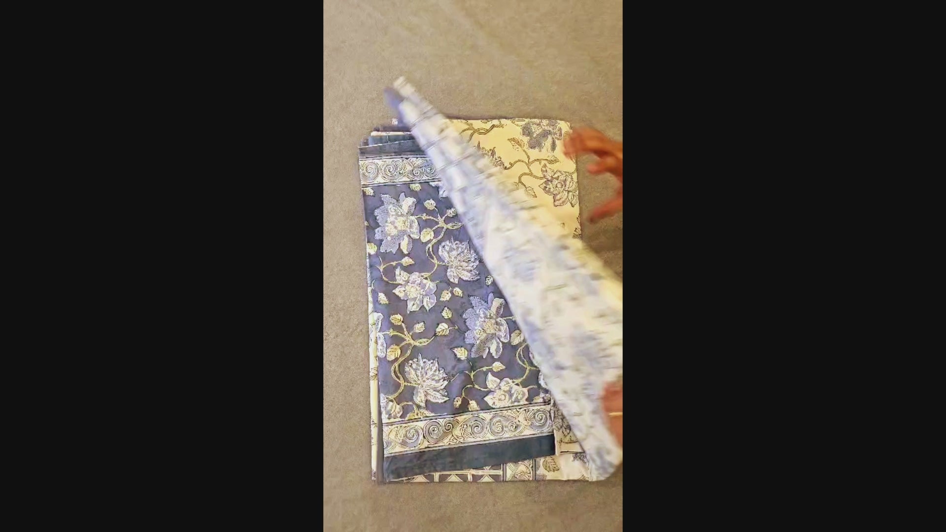 Handblock Printed Grey Bedsheet